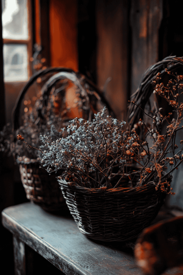 Woven twig baskets