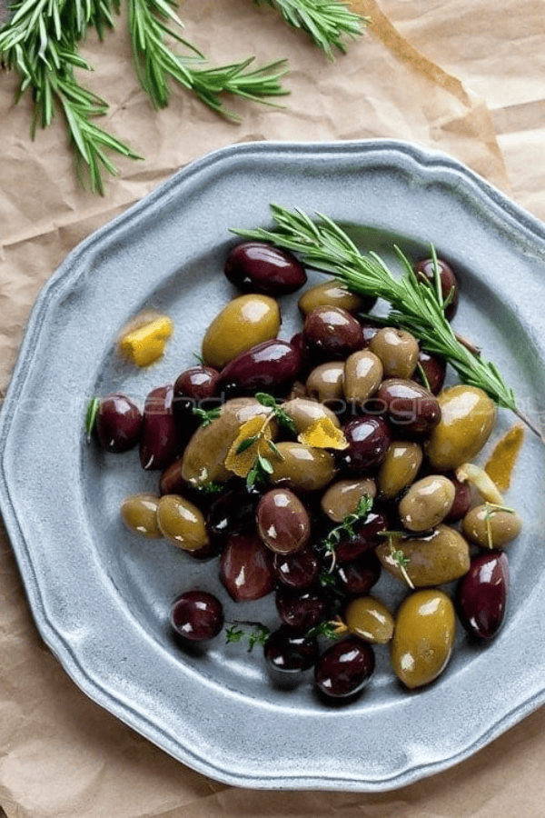 Marinated Olives with Garlic, Thyme, and Rosemary