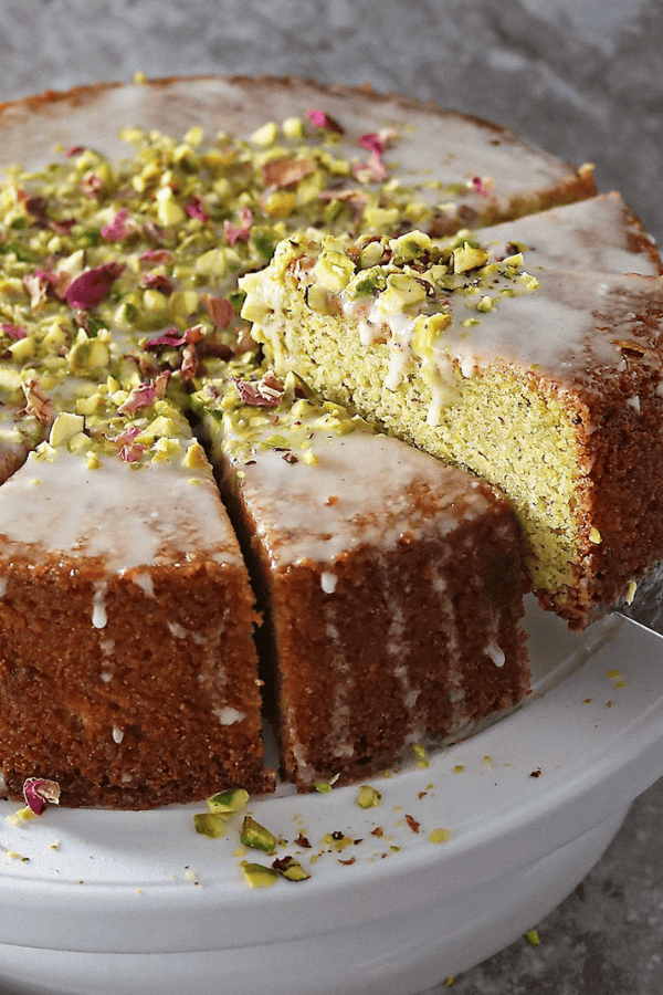 Pistachio Rose Semolina Cake