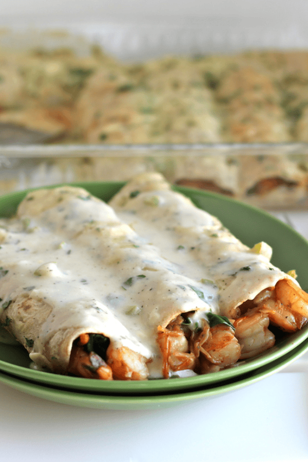 Roasted Shrimp Enchiladas with Jalapeño Cream Sauce